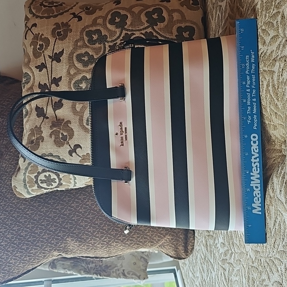Kate Spade Black and Pink Striped Satchel
